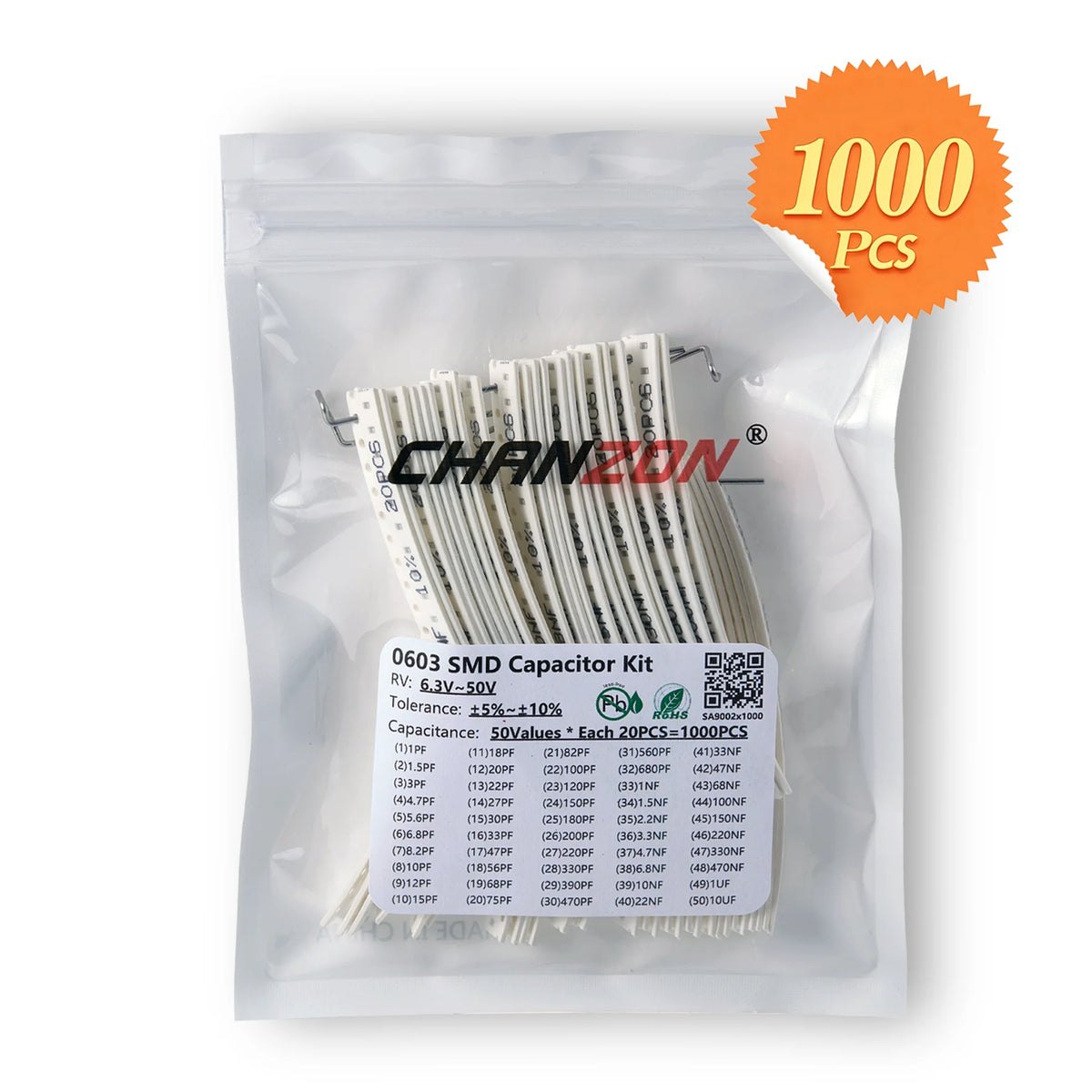 Brand New 0402 0603 0805 1206 SMD Capacitor Assorted Kits MLCC Thick Film Chip Capacity Assortment 10pF 22pF 100pF 1nF 10nF