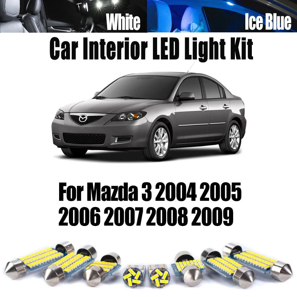 8-Piece LED Interior Light Kit for Mazda - Canbus Error-Free Interior Bulbs