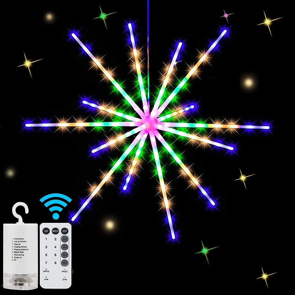 2023 New Years LED Fireworks String Lights Meteor Lamp Batte