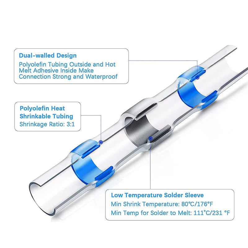 26-10AWG Wire Connector Heat Shrink with Solder Splices Wate