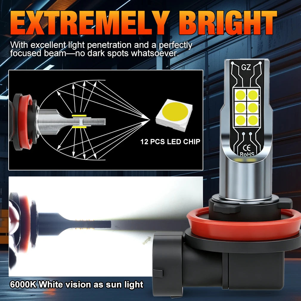 XSTORM 1/2 PCS H11 LED Fog Headlights Bulbs Canbus No Error 