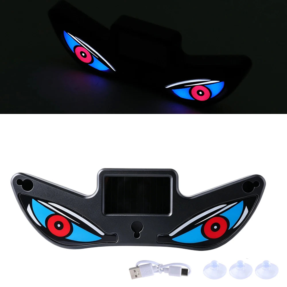 Solar LED Devil Eyes Windshield Warning Flashing Signal Indicator Car LED Ambient Lights with Suction Cup for SUV Auto Window