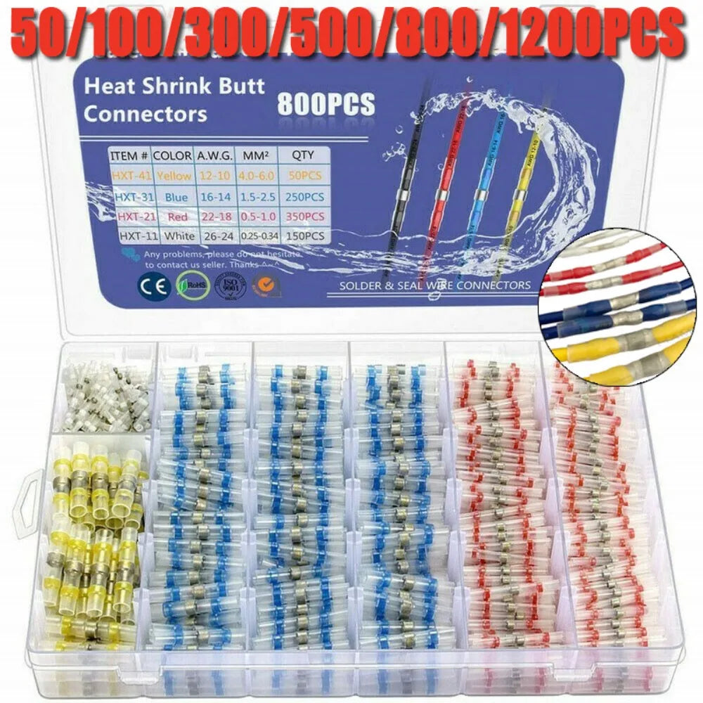 50-1200PCS Waterproof Solder Seal Wire Connectors Heat Shrin