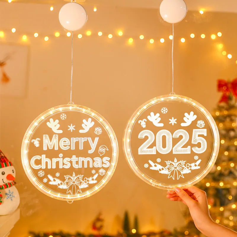 Merry Christmas LED Fairy Lights Santa Claus Elk Living Door