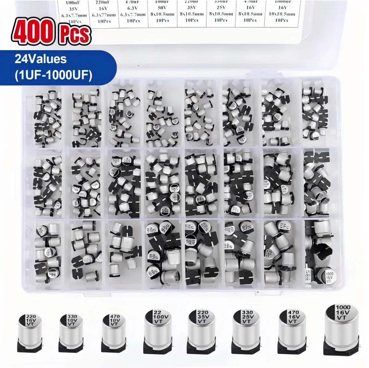 145PCS/400PCS Capacitor Kit Aluminum Electrolytic SMD Conden