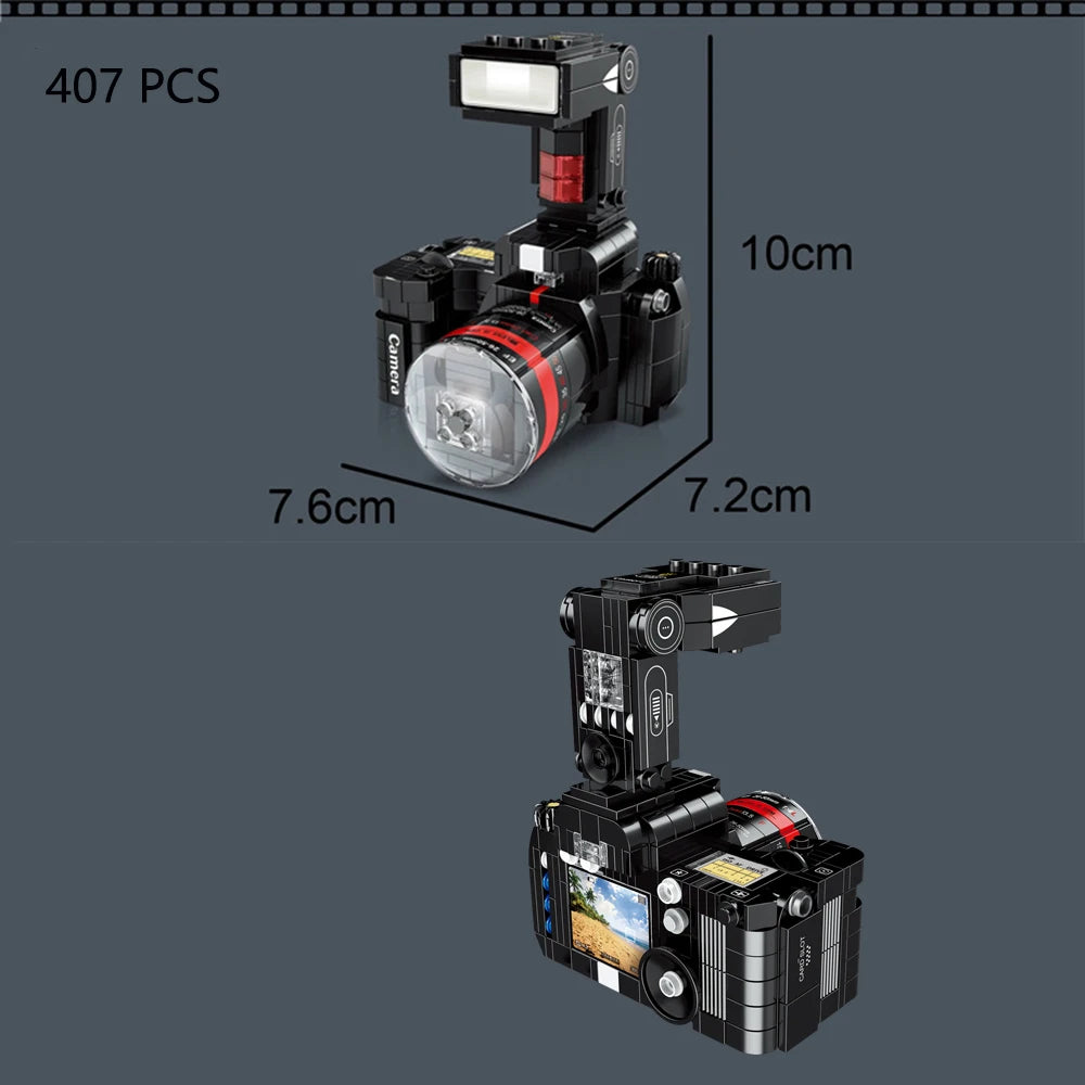 KNEW BUILT Classic Digital Camera Model Mini Brick Toys for Boys Adult Assembly Design Block Kits Classical Collection Projector