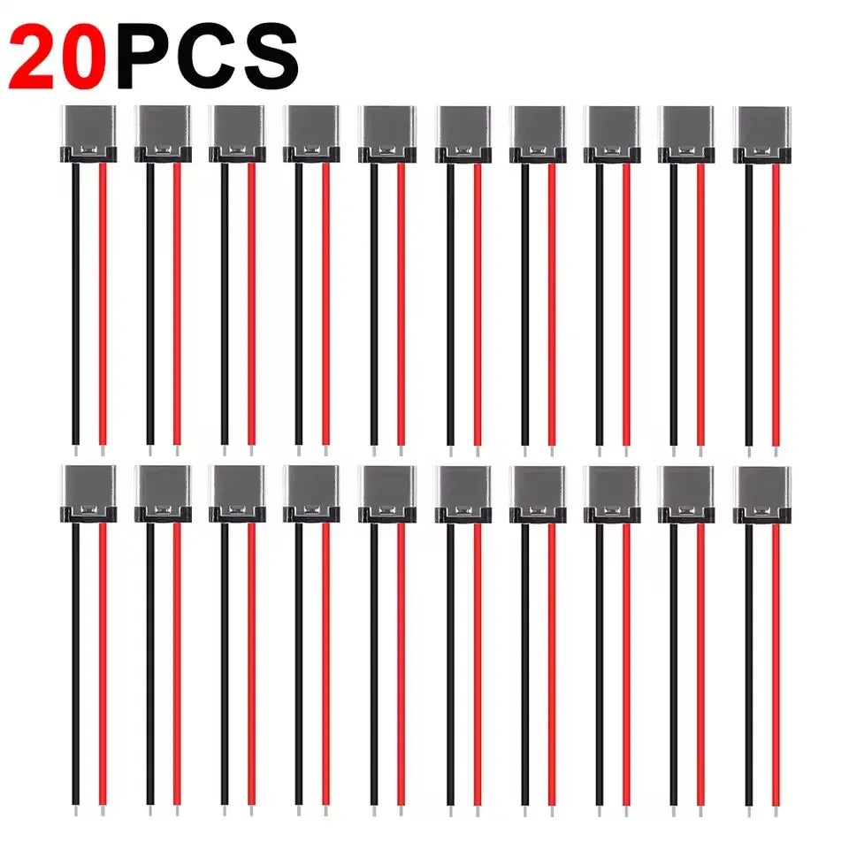 Bare Board Type-C Female Chassis Waterproof 2P Solder Wire USB C Pigtail Cable Extension Power Cable USB-C Plug To 2 Pin Wire