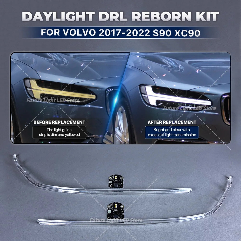 LED Headlight Tubes Daytime Running Lights Light Guide Plate Angel Eye Lightsource DRL Chips Boards for Volvo
