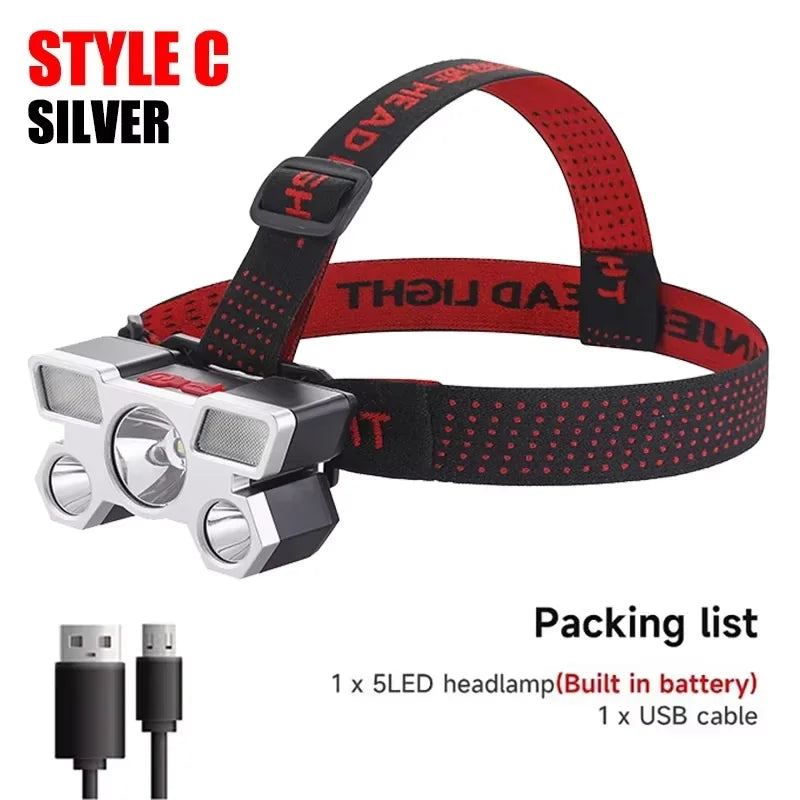 5 LED Flashlight Rechargeable with Built in Lithium Battery 