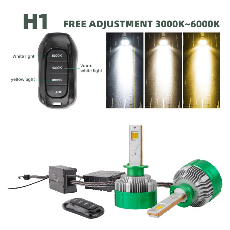 Car Lights K14 H4 Led Lamp Bi Led High Low Beam 3 Colors White Yellow H7 Led Canbus H1 H3 H11 Led Headlight Bulb 9005 9006 12v