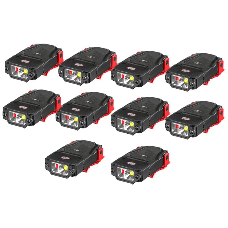 1-10PCS Mini Sensor LED Headlamp Hat Cap Clip Lights Rechargeable Head Torch Waterproof Headlight Flashlight for Camping Fishing