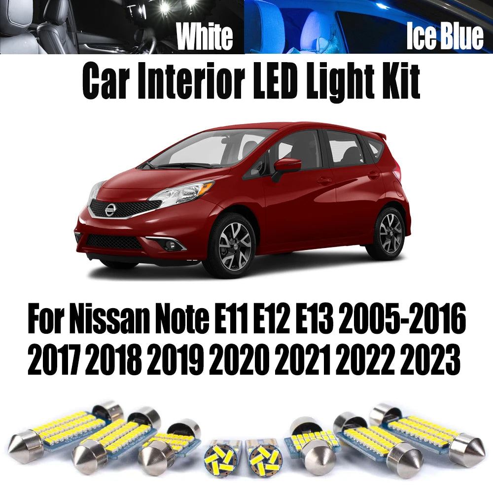 LED Interior Light Kit for Nissan E11 E13 E12 2005-2017 - Canbus Error-Free Interior Bulbs