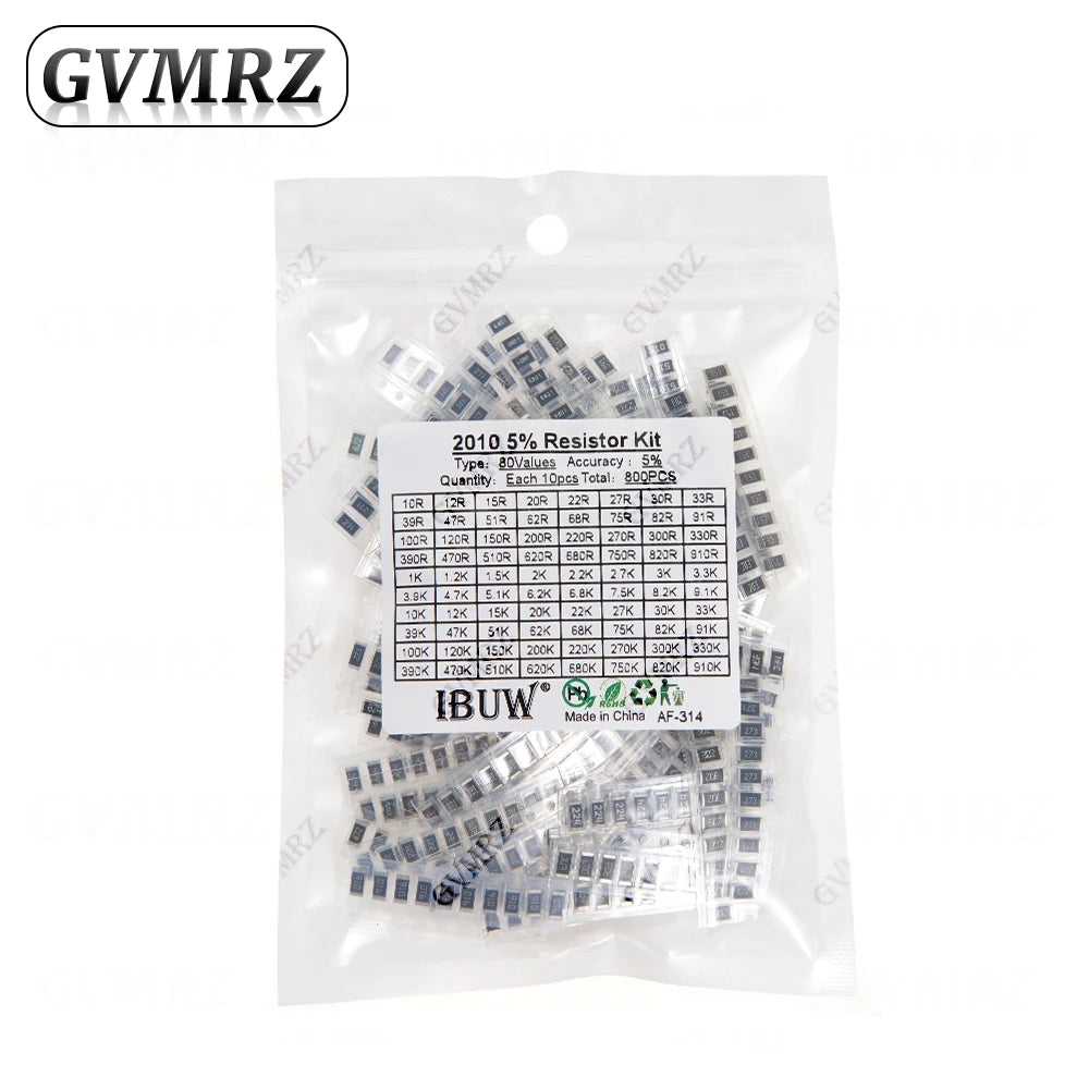 0201 0402 0603 0805 1206 1% 5% SMD Resistor Assorted Kit 1R-1M 10K 100K 1K 100R Resistance Set DIY 1R00 0R82 0R47 0R33