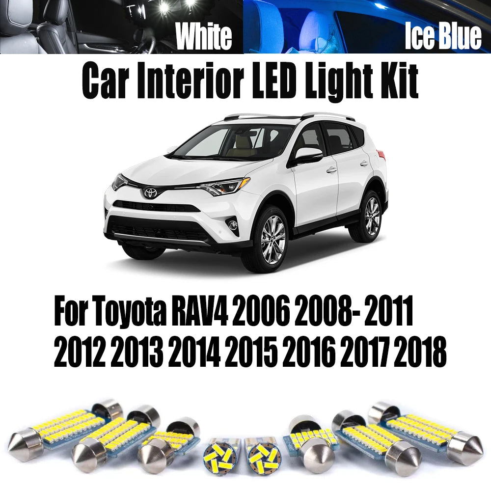 10-Piece LED Interior Light Kit for Toyota RAV4 2008-2014 - Canbus Error-Free Interior Bulbs