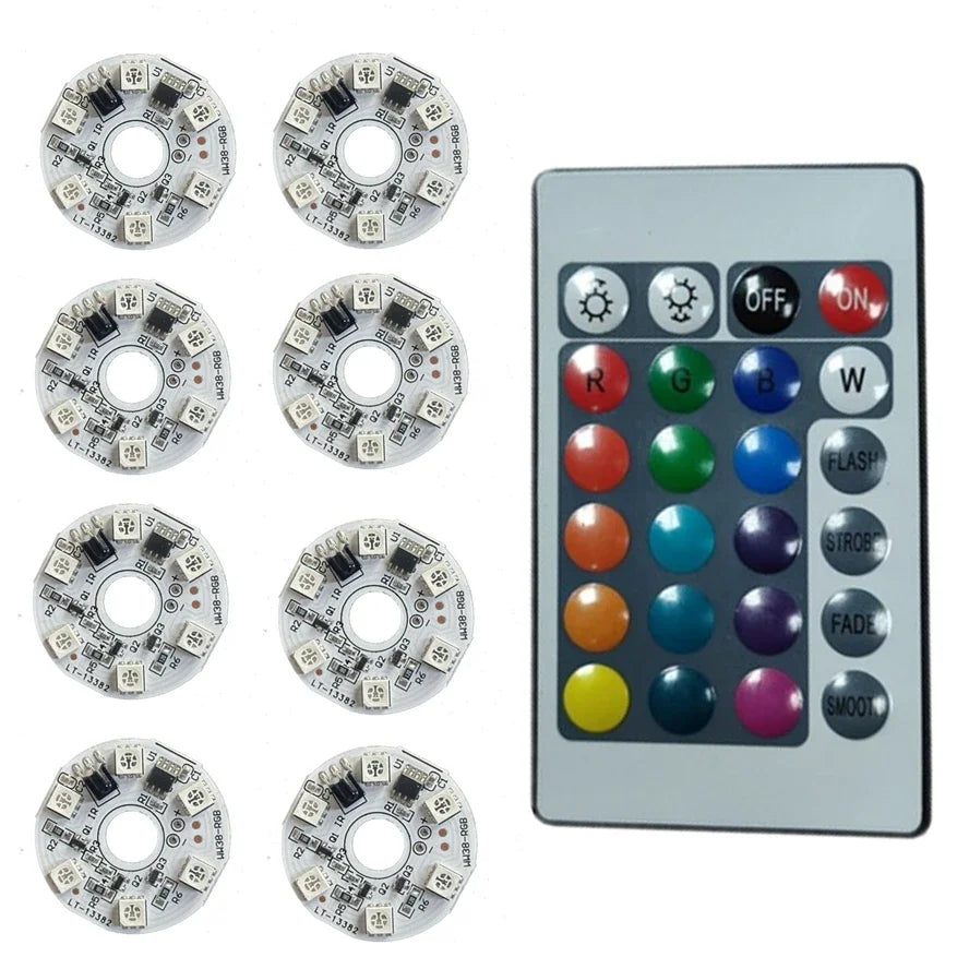 10 1PCS 5V RGB LED Lights Plate Linkage Control Colorful Source Wireless Remote Car Interior Ambient Light LED Beads COB Chip