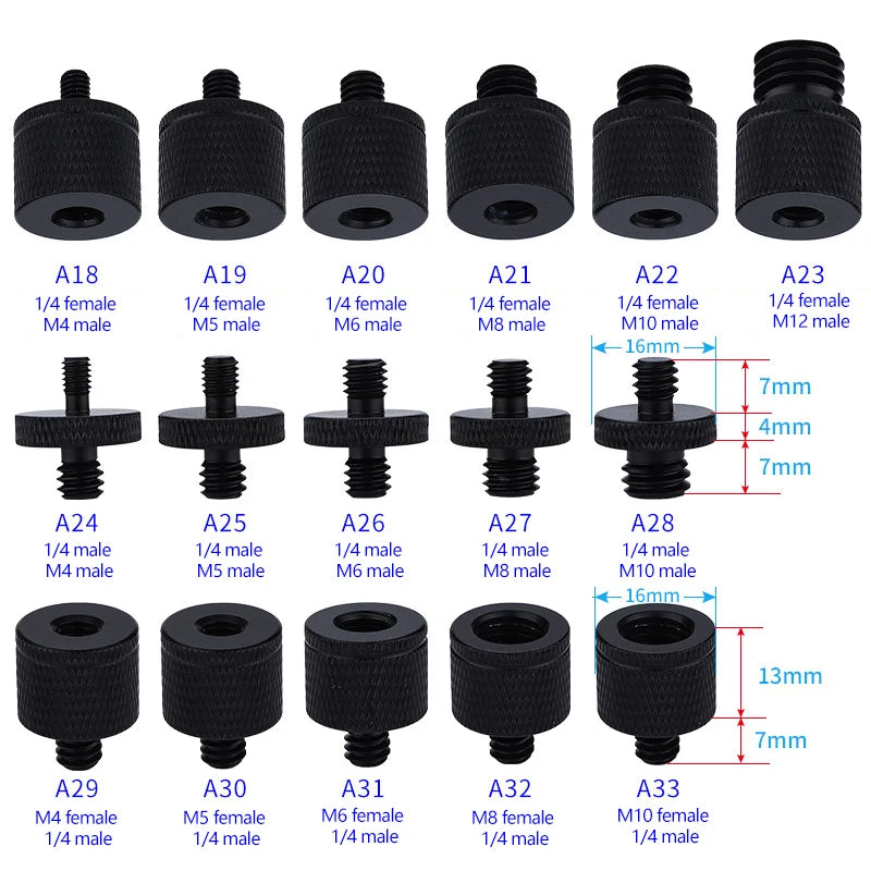 Conversion Screw Dual Nuts Tripod Mount 1/4toM4 M5 M6 M8 M10