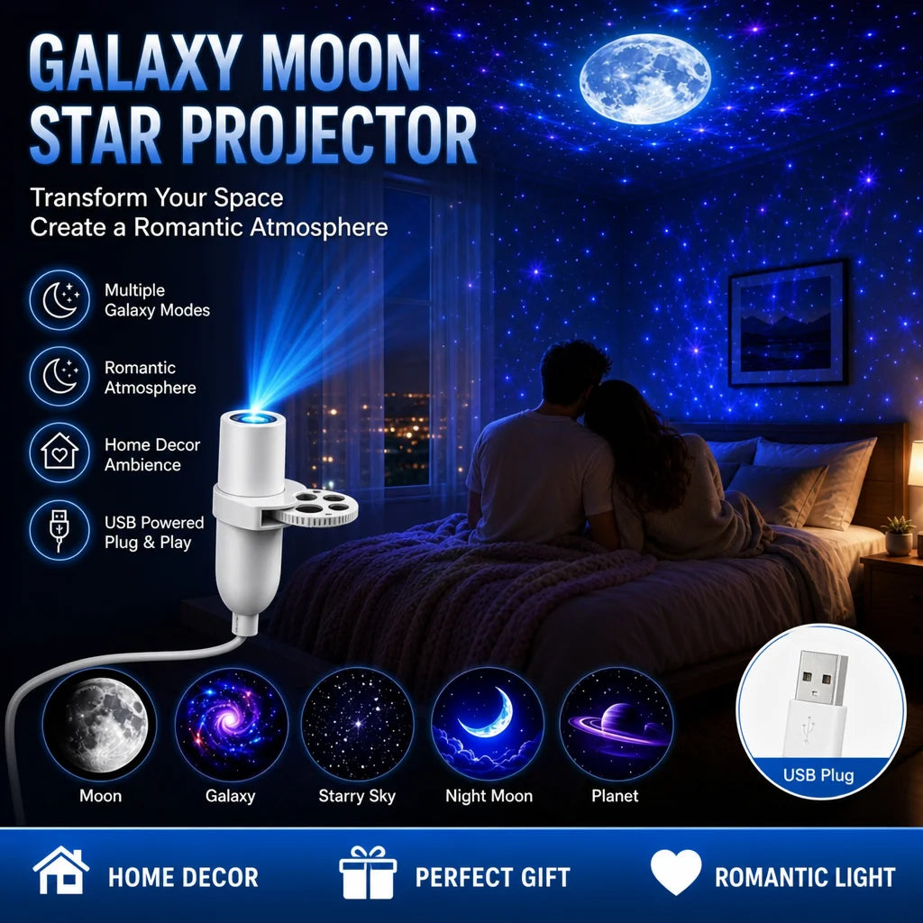 Mini USB Galaxy Star Projector Night Light 5/10/15 Patterns 