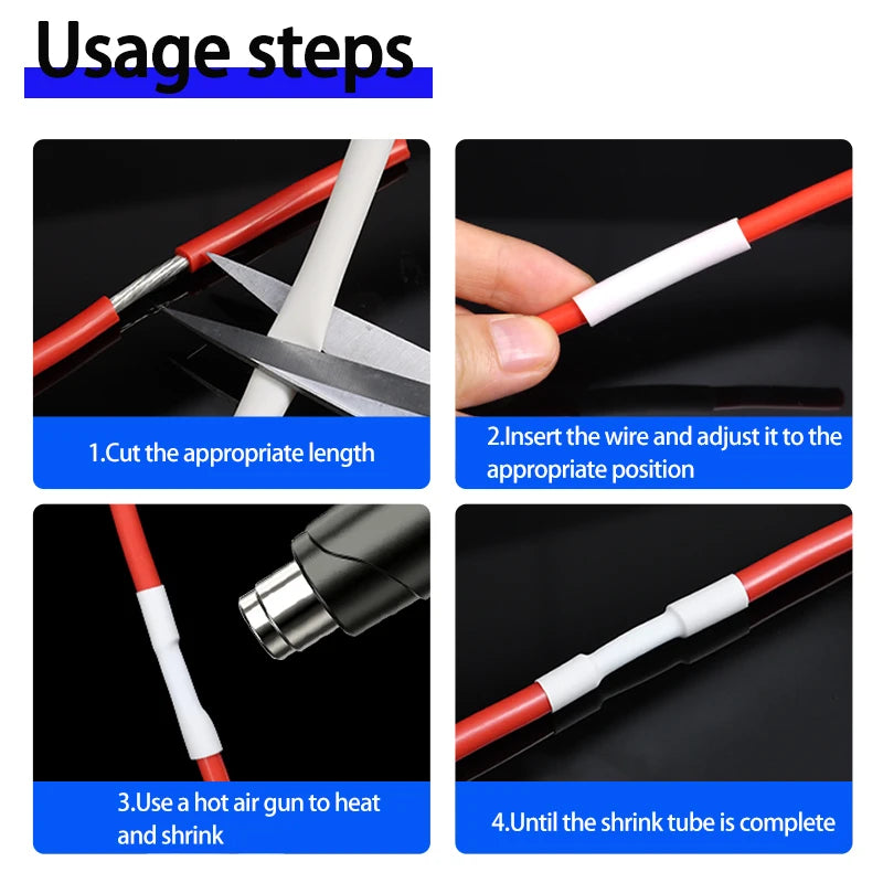 3/5M White 2 1 Shrink Ratio Heat Shrink Tube Diameter 0.6mm 
