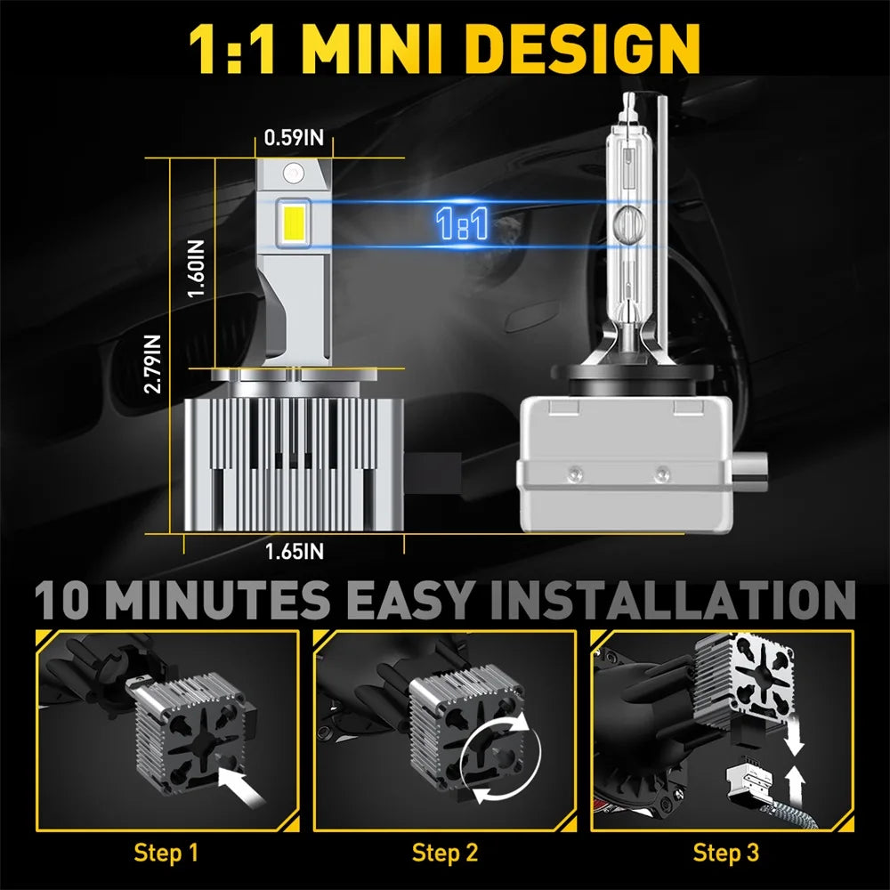AUXITO 2Pcs Turbo D1S LED Headlight Bulbs D2S D4S D3S LED He