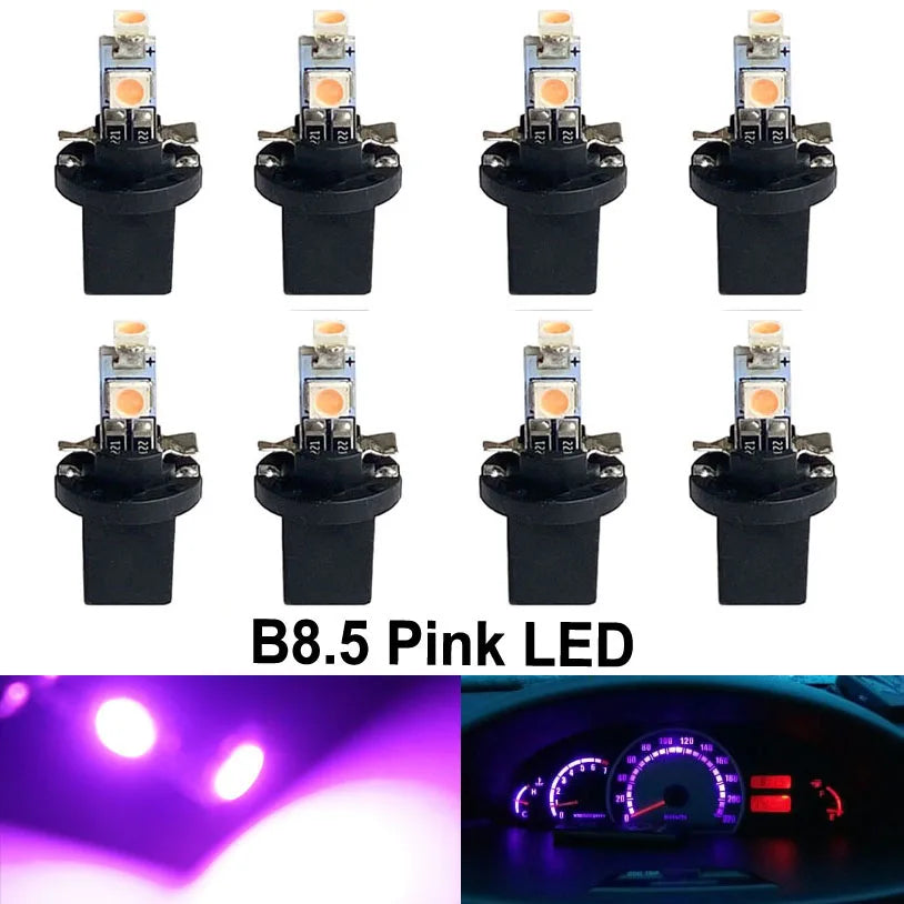 8Pcs T5 B8.5 B8.5D W1.2W W3W PC74 PC37 Led Bulb Car Interior Lights Dashboard Warming Indicator Wedge Auto Instrument Lamp 12V