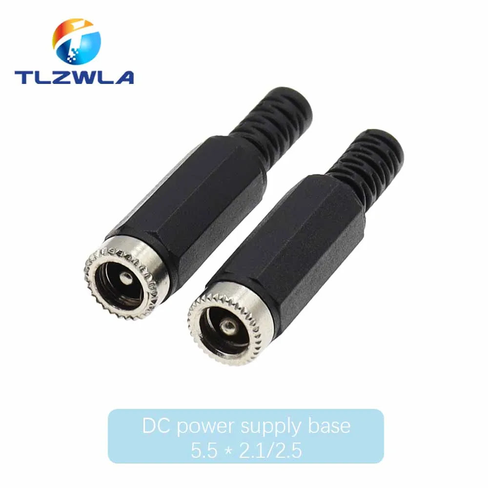 10PCS 24V 12V 3A Plastic Male Plugs + Female Socket Panel Mount Jack 5.5x2.1mm DC Power Connector Electrical Supplies 5.5 2.5