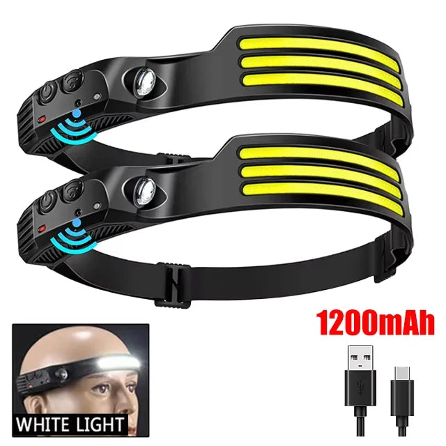 6 Modes LED Induction Headlamp COB Sensor Head Lamp Rechargeable Built-in Battery Flashlight Outdoor Work Lighting Headlights