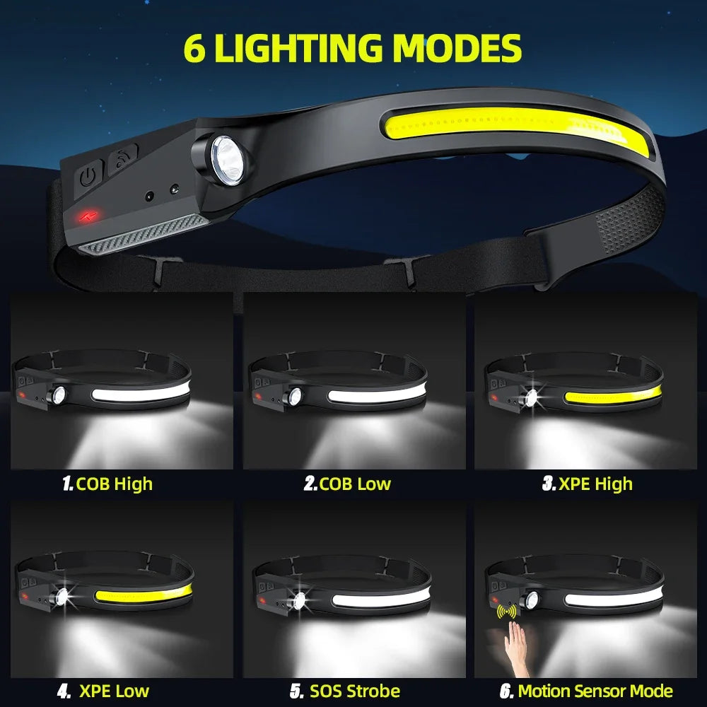 1/2/3PCS LED Induction Headlamp Camping Search Light USB Rec