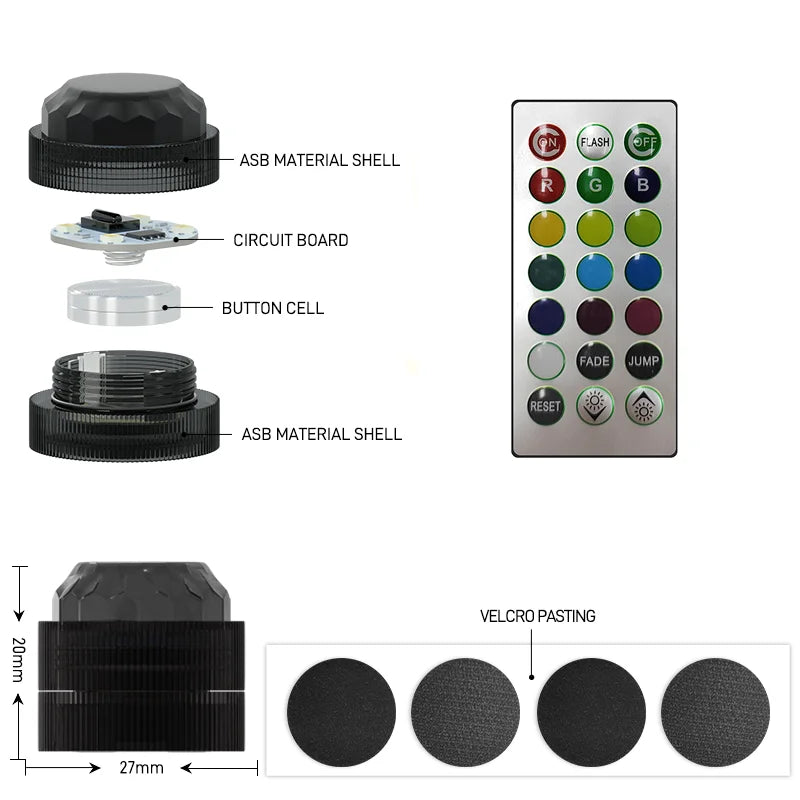 New Wireless Adhesive LED Car Interior Ambient Light Remote 