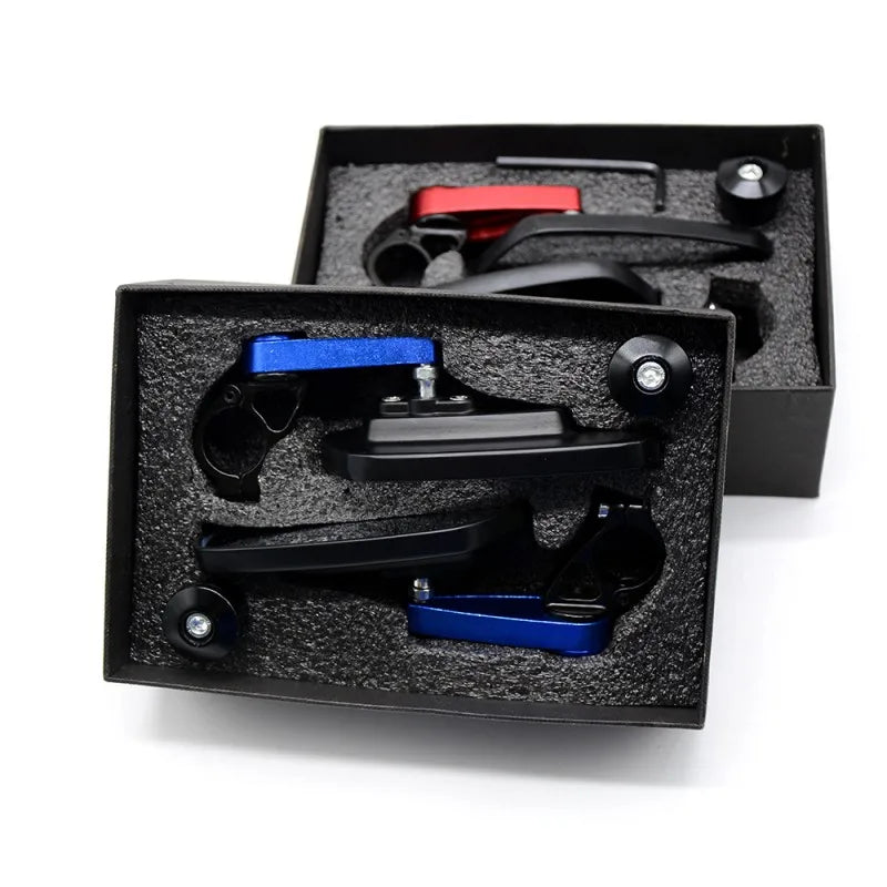 1 Pair 7/8" 22mm Universal Motorcycle Aluminum Rear View Black Handle Bar End Side Rearview Mirror Car