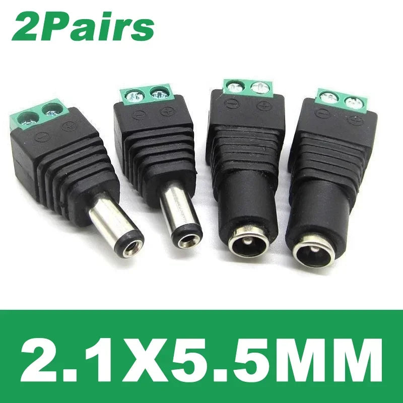 DC Connector DC Power Socket DC Power Plug 5.5x2.5mm 5.5x2.1mm Male Plug Female Jack Adapter for LED Light Strip CCTV Camera