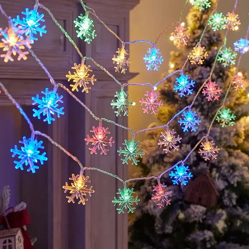 LED Lights String Snowflake Festoon Light USB Plug Christmas