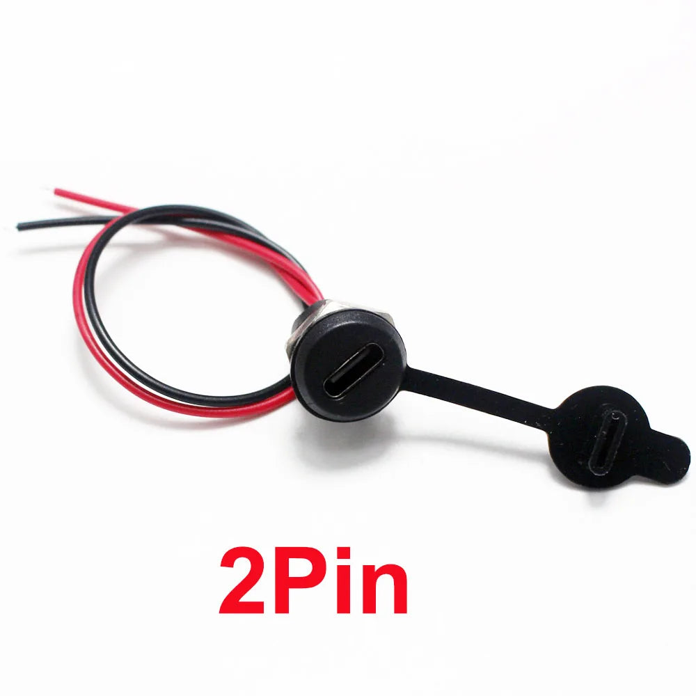 1pcs USB Type C Connector Type-C Waterproof with Nut Locking