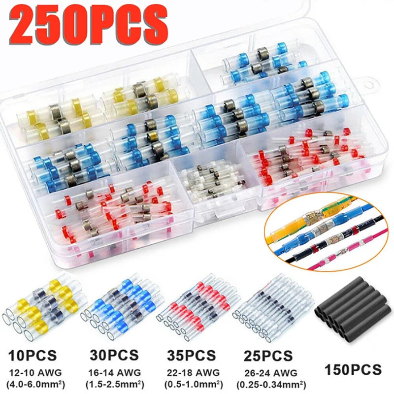 800Pcs Solder Seal Wire Connectors Kit Heat Shrink Butt Electrical Wire Terminal Nest