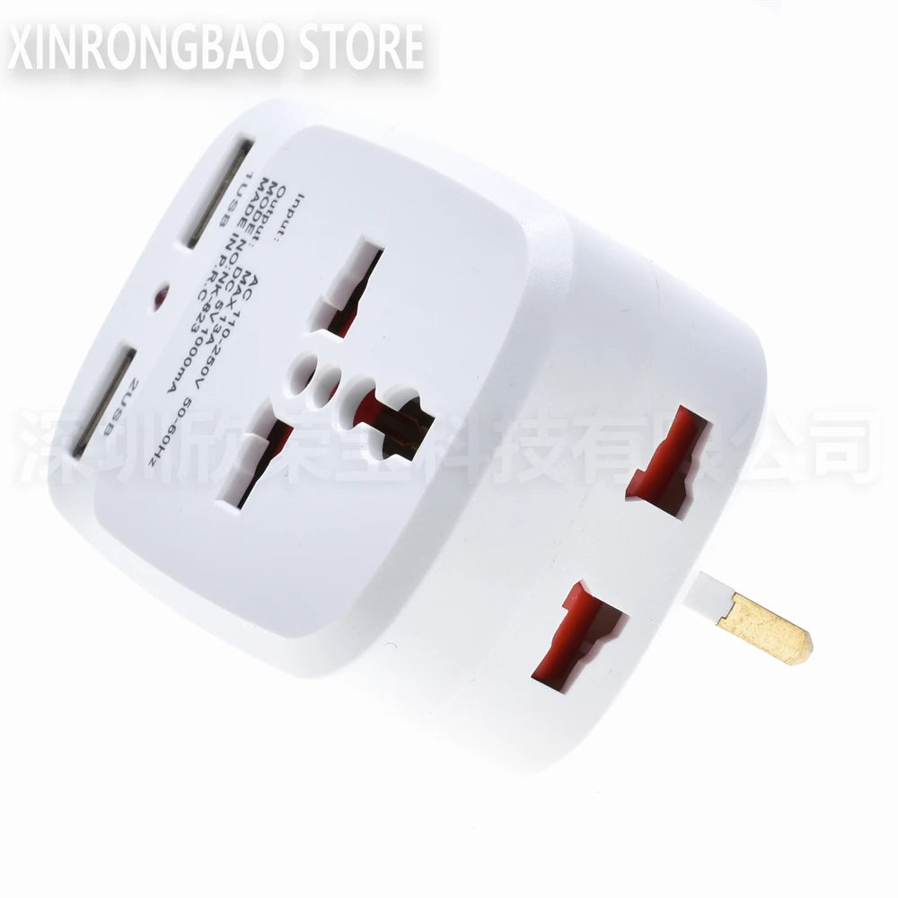 Universal International Plug Adapter 2 USB Charging Port Wor