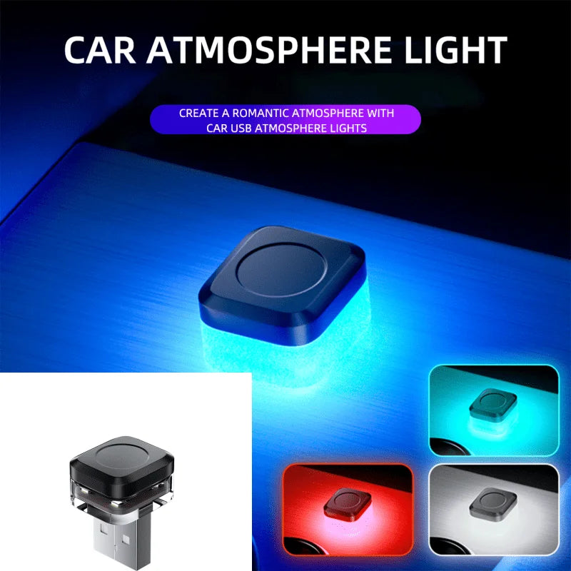 1/2X Car USB Mini LED Interior Atmosphere Light Plug Play Un