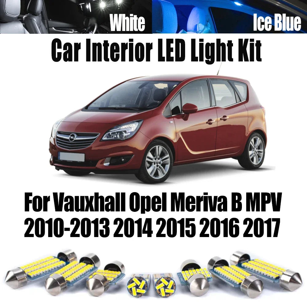11-Piece LED Interior Light Kit for Opel 2010-2017 - Canbus Error-Free Interior Bulbs