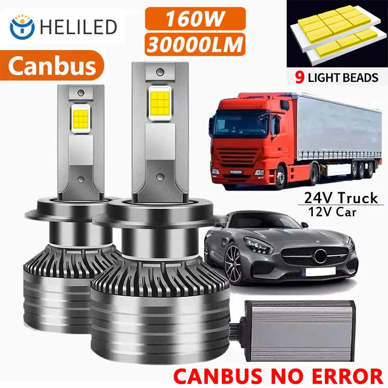 H7 LED H4 LED Canbus Bulbs Headlight 160W 30000LM H11 HB4 90