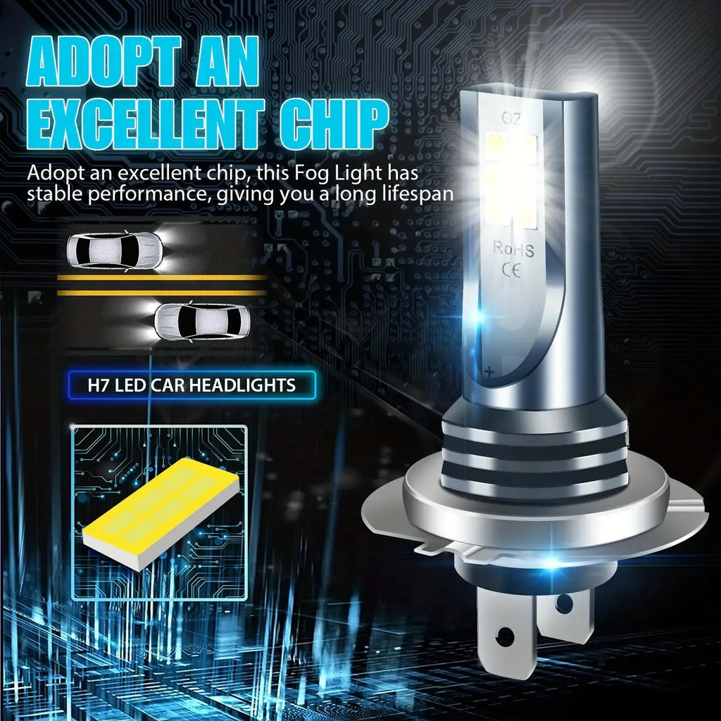 4PCS H7 12SMD 2835 LED Headlight KIT Combo Bulbs High Low Be