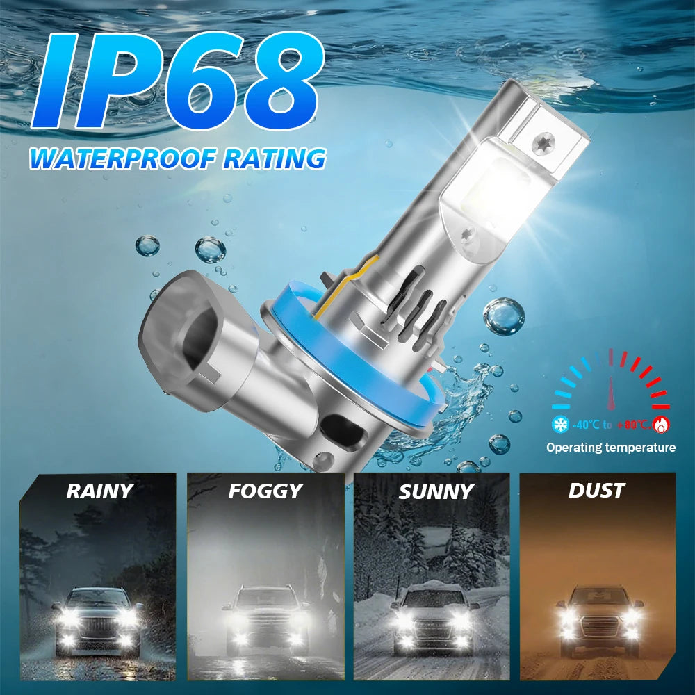 2/4Pcs LED Bulb Car Headlight 9005 H11 Plug and Play 6000K 1