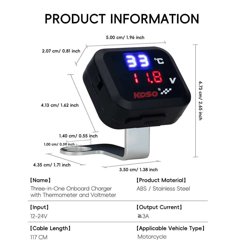 10-24V Multifunctional USB Port Motorcycle Fast Charger with