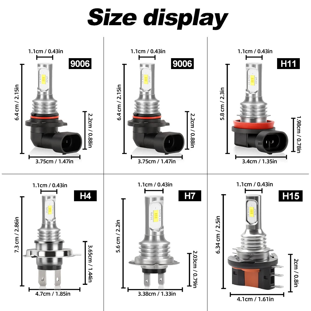 4PCS H7 LED Headlight KIT Combo Bulbs High Low Beam Super Br
