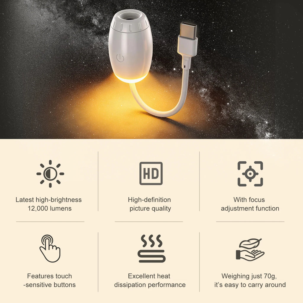 Mini Galaxy Star Projector Two In One Night Light Home Backg