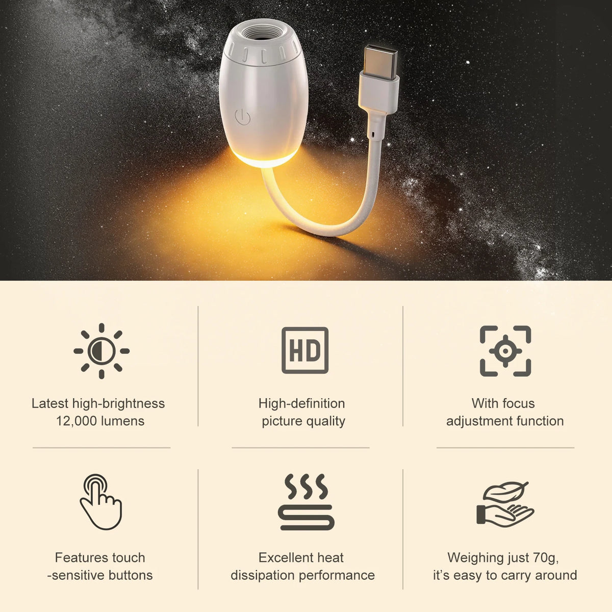 Mini Galaxy Star Projector Two In One Night Light Home Backg