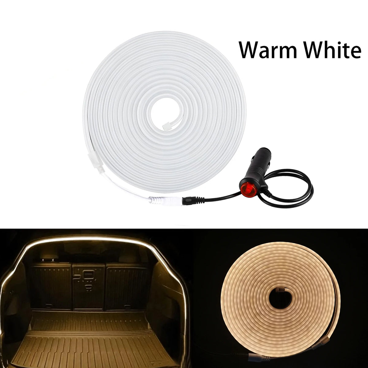 5m Universal Flexible LED Trunk Strip Interior Ambient Light Bar 12V Silicone Waterproof Light Strip Embedded Car Interior Light
