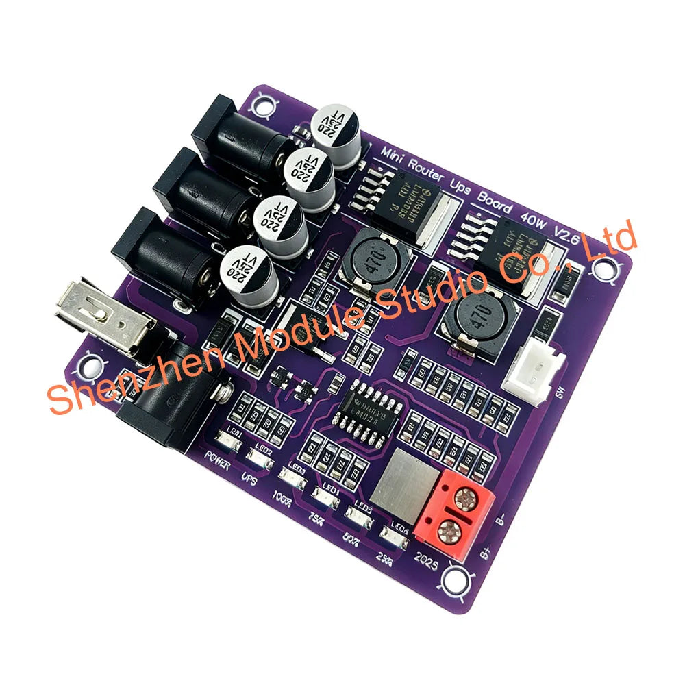 40W Battery Charging Board 4-Port Mini Router UPS Board 11.1