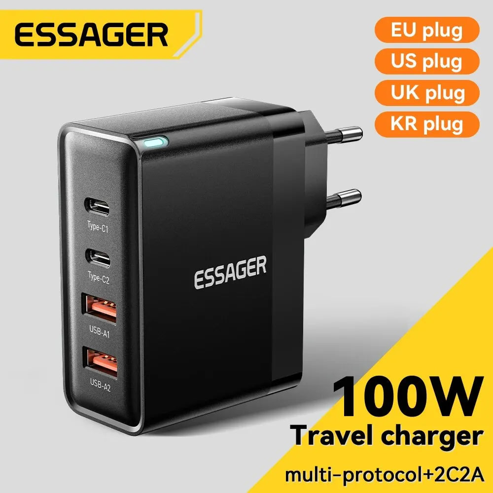 Essager 100W GaN USB Type C Caricabatterie PD QC Quick Charg