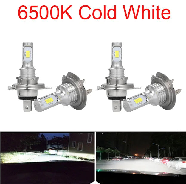 4PCS H7 LED H4 Headlight KIT Combo Bulbs High Low Beam Super Bright White 6000K 3000K Yellow 12000K Ice Blue