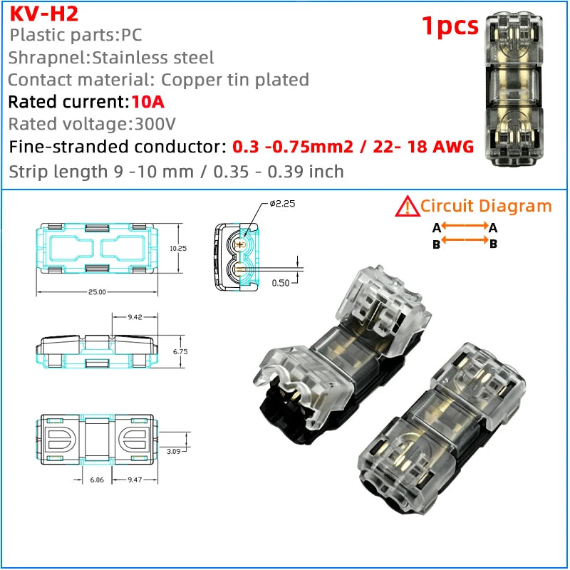 T-Type Quick Wire Connection LED Solder-Free Wire Connector Piercing Style Parallel Line Distributor No Wire Cutting Required