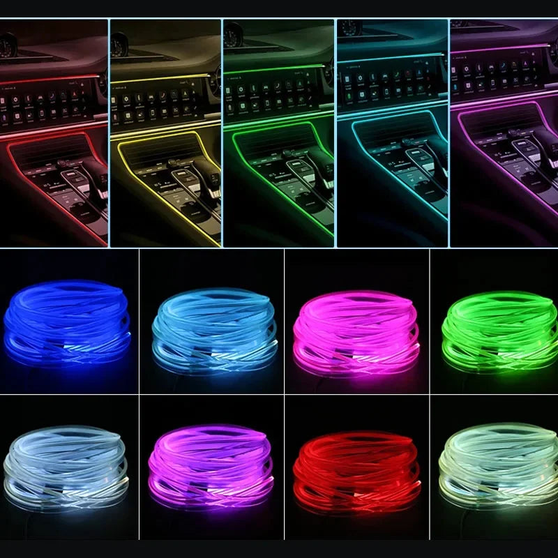 Car RGB Ambient LED Light Strip 1/2/3/4/5M APP Control USB F