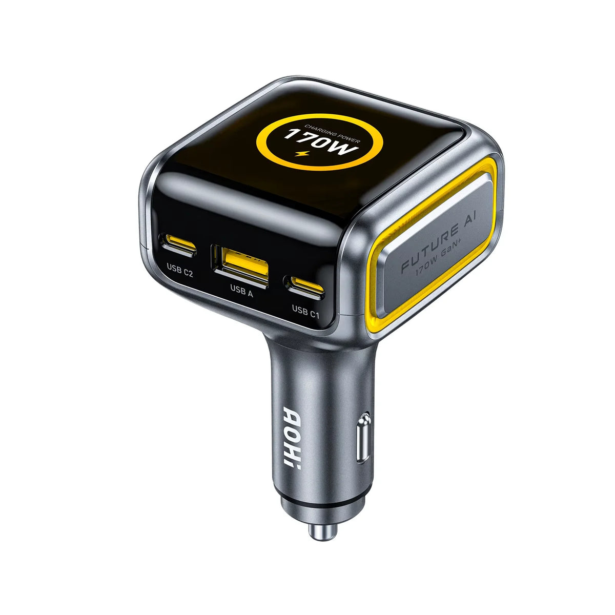 AOHI THE FUTURE Car Charger AI PD GAN+ 170W 3-Port LED Displ